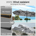 15Ft Patio Umbrella with Base,Large Outdoor Double-Sided Rectangle Umbrella with Crank Handle, Market Umbrella for Poolside Garden Deck Backyard Beach Pools, Gray