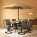 Patio Set with Umbrella 8 Pieces Outdoor Dining Set for 6 with 13Ft Double-Sided Patio Umbrella Beige, 6 X Swivel Patio Chairs, 1 Metal Table for Lawn Garden