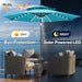 2 Tiers 9Ft Solar Light Patio Umbrella, 40 LED Lights Outdoor Umbrella with Centre Surround Light, Table Market Umbrella for Deck, Pool, Porch, Backyard, Garden (Aqua Blue)