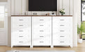 5 Drawer Dresser for Bedroom - Farmhouse 44.9" Tall Chest of Dresser with Large Storage, Rubst Wood Construction for Living Room, Hallway & Entryway - White (White & Brown)