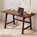 Solid Wood Writing Table - 48" W Minimalist PC Computer Desk, Walnut
