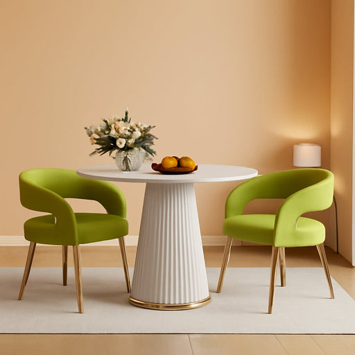 Upholstered Dining Chairs Set of 2, Velvet Kitchen Chairs with Open Back&Arm Kitchen & Dining Room Chairs Gold Legs Accent Diner Chair for Living Room Restaurant Reception, Oliver Green