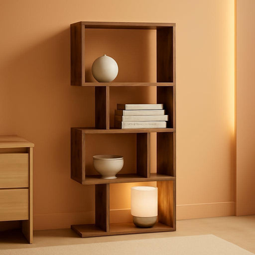 Bookshelf, 5-Tier Bookcase, 9.4 X 15.7 X 62.6 Inches, Storage Shelf with Open Compartments, Modern Style, for Living Room, Bedroom, Office, Rustic Brown ULBC462K01