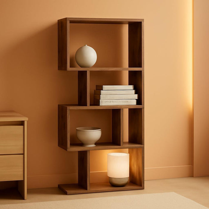 Bookshelf, 5-Tier Bookcase, 9.4 X 15.7 X 62.6 Inches, Storage Shelf with Open Compartments, Modern Style, for Living Room, Bedroom, Office, Rustic Brown ULBC462K01