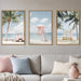 Large Beach Seascape Ocean Framed Canvas Wall Art Set,Modern Coastal Surfboard Palm Tree Wall Decor,Summer Pink Van Artwork for Living Room,Bedroom,Dining Room,Office-16 X24 X3