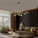 Modern Sputnik Crystal Brass Chandelier: Gold Dining Room Living Room Light