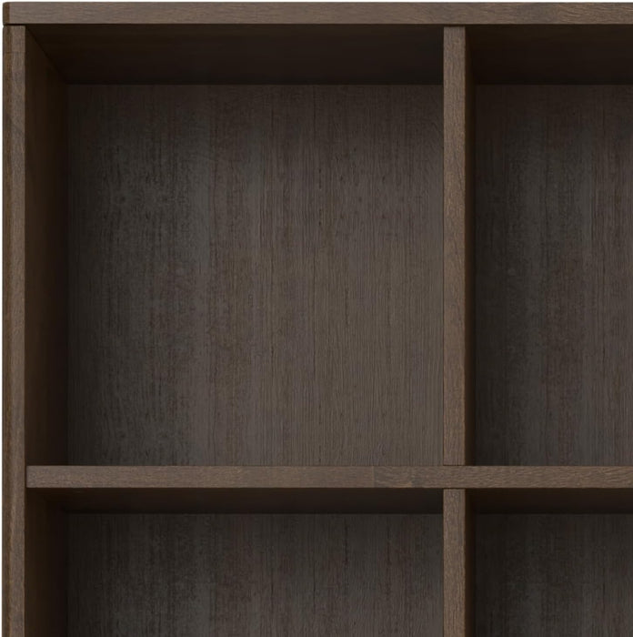 Harper 52" Tall Solid Wood 9-Cube Bookcase in Walnut Brown | Mid-Century Modern Cube Organizer with Angled Frame and Tapered Legs for Living Room or Office; Bookshelf, Shelving Unit.