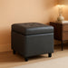 Tufted Leather Square Flip Top Storage Ottoman Cube Foot Rest (Grey with Storage)