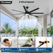 Modern Ceiling Fans with Lights, 72 Inch Ceiling Fan with Light and Remote, Bedroom Living Room Library Cafe Outdoor/Industrial,24W 3CCT Dimmable, 8 Blades 6 Speed Reversible Quiet DC Motor, Black