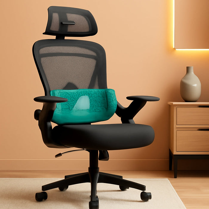 Ergonomic Mesh Office Chair, High Back Desk Chair with 2D Headrest, Up&Down Lumbar Support, Swivel Computer Task Chair with Adjustable Flip-Up Armrests,Black