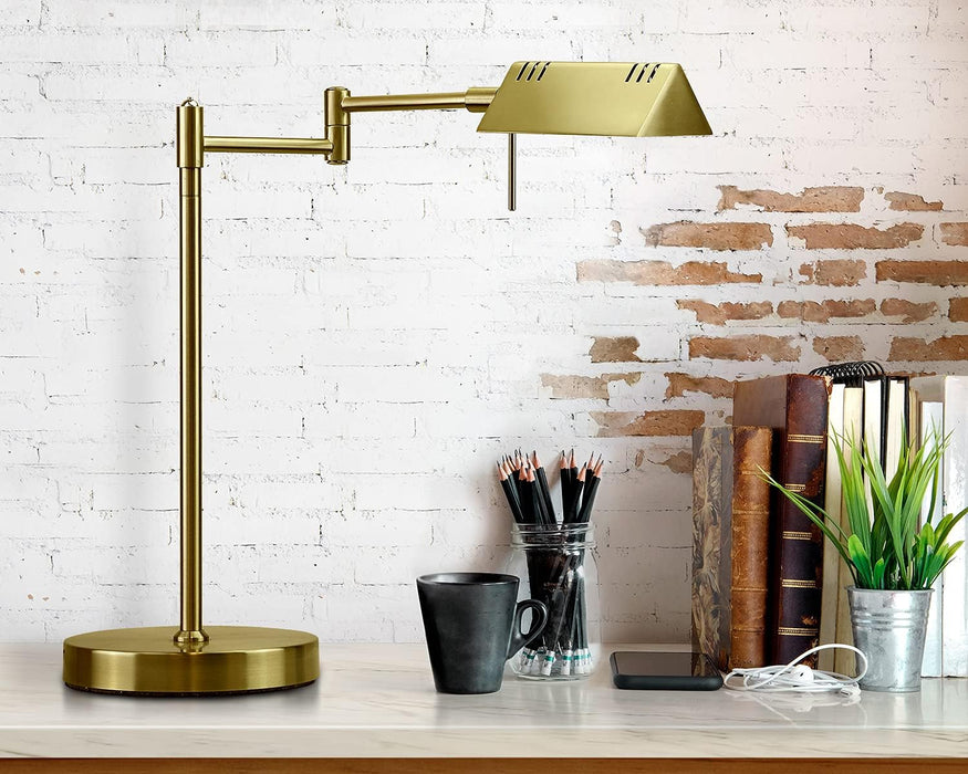 LED Pharmacy Table Lamp, Full Range Dimming, 12W LED, 360 Degree Swing Arms, Desk, Reading, Craft, Work Lamp, ETL Tested, Antique Brass (Gold)