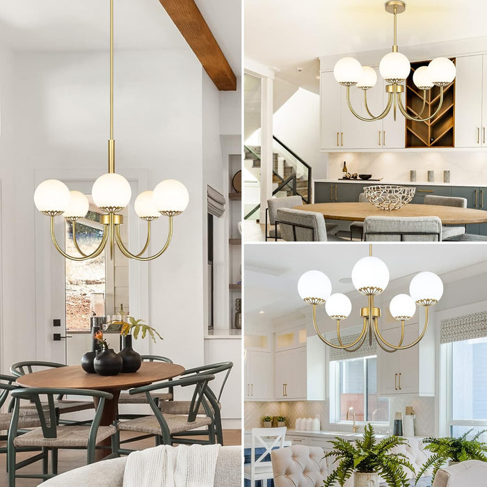 Gold Sputnik Chandelier Pendant Light Frosted Glass