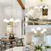 Gold Sputnik Chandelier Pendant Light Frosted Glass