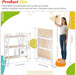 No Assembly Wide Folding Bookshelf, 34" H X 30.9" W, 3 Tier Foldable Book Shelf Industrial Bookcase, Vintage Collapsible Storage Shelves for Home Office Living Room Bedroom, Light Oak White