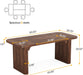 Dining Table for 4-6, Rectangular Wood Kitchen Tables with Double Pedestal, 62-Inch Dinner Tables for Dining Room, Living Room, Easy Assembly, Only Table (Dark Brown)