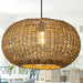 19.7In Rattan Light Coastal Pendant Lights Brown Wicker Chandelier