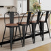 24" Swivel Metal Bar Stools Set of 4, High Back Counter Height Barstools Industrial Dining Bar Chairs with Large Wooden Seat-Matte Black