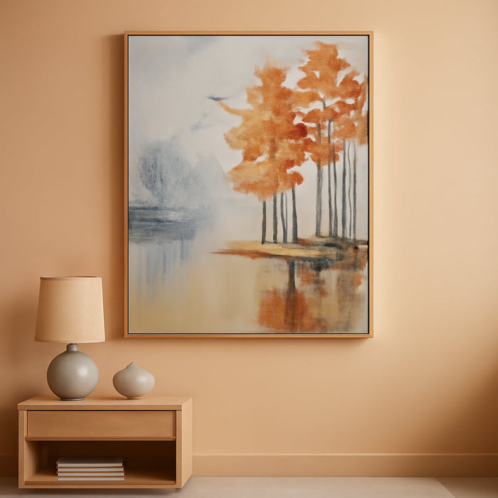Framed 24X36 Inches Hand-Painted Oil Landscape Painting on Canvas, Living Room Wall Art