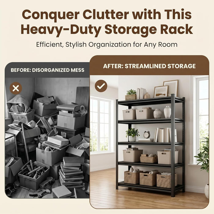 IndustrialGrade 5 Tier HeavyDuty Metal Bookshelf 72InchTall