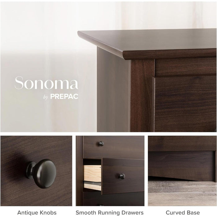 Espresso 5-Drawer Chest with Wide Top