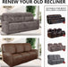 Recliner Couch Cover Leather Look Recliner Sofa Covers for 3 Cushion Reclining Sofa Slipcovers 8-Piece Furniture Protector Spandex Fabric Washable (3 Seater, 01 Brown)