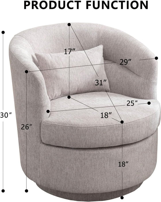 Grey 360 Degree Swivel Upholstered Accent Armchair