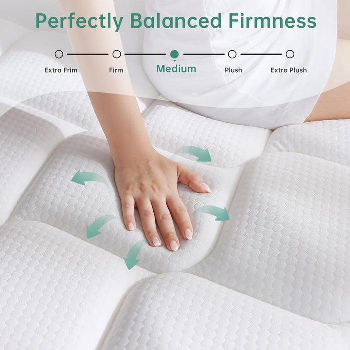 Full Size Mattress, 10 Inch Hybrid Memory Foam Full Mattress in a Box with Individual Pocket Spring for Motion Isolation & Pressure Relief, Medium Firm, Certipur-Us