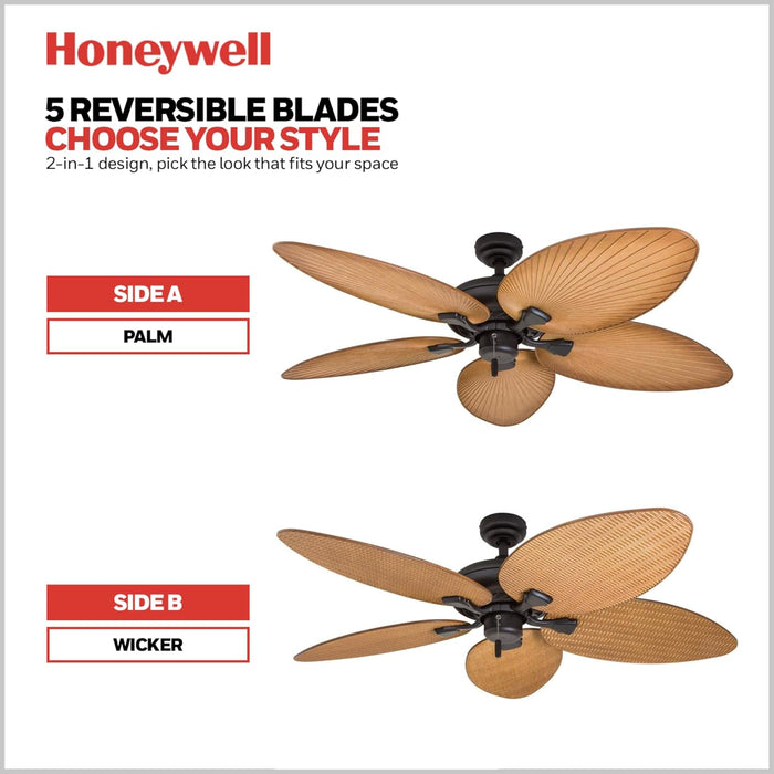 52Inch Palm Island IndoorOutdoor Ceiling Fan Bronze
