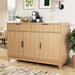 47.2" Modern Fluted Sideboard Buffet Cabinet with Storage, Oak | Coffee Bar Storage Cabinet with Drawer, Fluted Doors & Adjustable Shelf, for Living Room Kitchen Dining Room Entryway Hallway