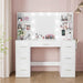 Vanity Desk with Mirror, Power Outlet and 10 Lights, Makeup Table with 7 Drawers, 3 Color Modes Available for Bedroom, Light White