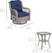 3-Piece Outdoor Wicker Patio Bistro Set W/ 2 360-Degree Swivel Rocking Chairs and Tempered Glass Top Side Table - Navy