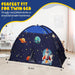 Twin Bed Tent Canopy, Space Indoor Blackout Privacy Toddler Bed Tent for Kids with Light, Portable Sleeping Floor Kids Playhouse (Blue)