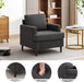Mid-Century Accent Chair,Modern Linen Fabric Armchair for Living Room,Comfy Upholstered Reading Accent Chairs for Bedroom,Single Sofa Chair with Wood Legs (Dark Grey, 1 Pack)