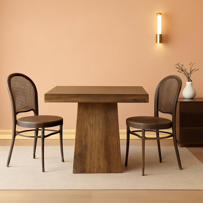 31.5" Small Dining Table for 4, Farmhouse Kitchen Table with Walnut Finish, Square Compact Dinner Table for Home Dining Room, Apartments, Office, Living Room & Restaurants, Walnut