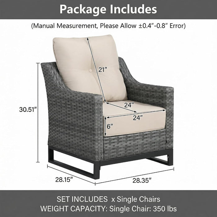 3 Pack Patio Furniture Set with 6" Thick Cushions,  Rattan Wicker Patio Set with Two Outdoor Chairs and Table, High Back Rattan Chair with Comfy Cushions for for Porch, Garden Poolside Balcon