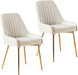 Velvet Dining Chairs Set of 2, Modern Dining Room Chairs with Gold Metal Legs, Upholstered Kitchen Armless Chairs,Comfy Vanity Chairs for Living Room -White