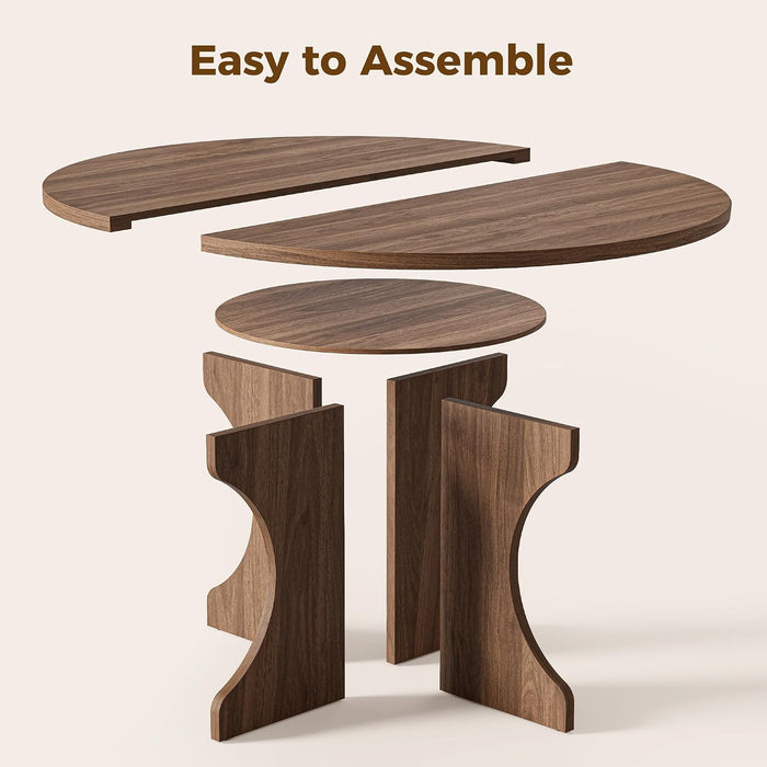 47" round Dining Table for 4-6 People, Walnut