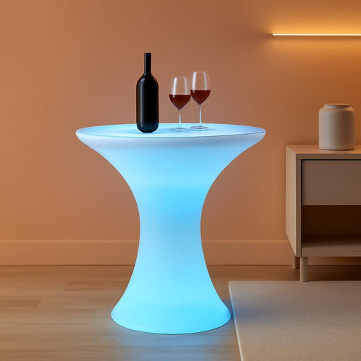 18" LED Cocktail Table，Rechargeable Light up Furniture with Remote, 16 RGB Colors Changing Coffee Table，Waterproof Luminous Table for Party，Bar-Hourglass