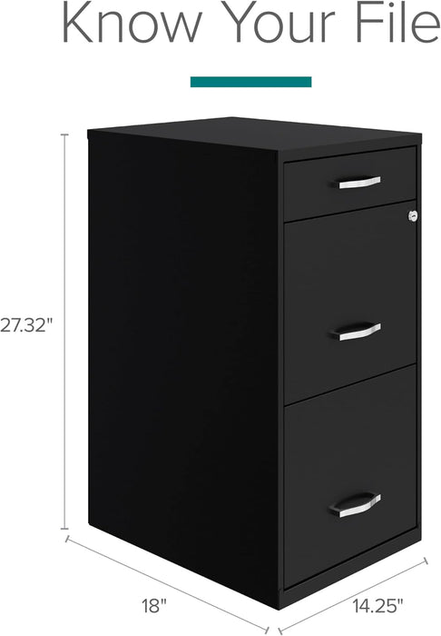 Locking 3-Drawer Steel File Cabinet