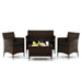 4 Pieces Comfortable Mix Brown Outdoor Rattan Sofa Set with Glass Coffee Table