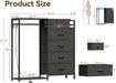 Black All-In-One Dresser With Clothes Rack Storage