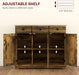Sideboard Buffet Cabinet Solid Wood Countertop Rustic Brown | Modern Kitchen Storage, Coffee Bar Cabinet, 3 Drawers, Doors, Adjustable Shelf