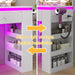White Vanity Desk with Illuminated Mirror & Power Outlet, Bedroom Dresser LED Mirror Stepless Dimmable & 3 Color Modes Adjustable RGB Drawers, for Women Girls Bedroom, Pure White