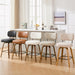 Swivel Bar Stools Set of 3, 26" Counter Height, Beige Grey | Walnut Wood Legs, Upholstered Seat, Supportive Backrest, Easy-Clean Faux Leather, Mid-Century Modern, 4-Inch Cushion