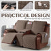 100% Waterproof Recliner Loveseat Cover with Console, Non-Slip Reclining Couch Covers for 2 Seat, Recliner Sofa Cover Furniture Protector with Elastic Straps for Kids, Pets, Brown