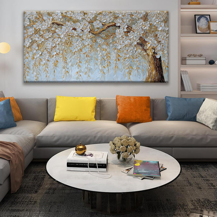 Luxurious Ivory Textured Canvas Wall Art 29x58Inches
