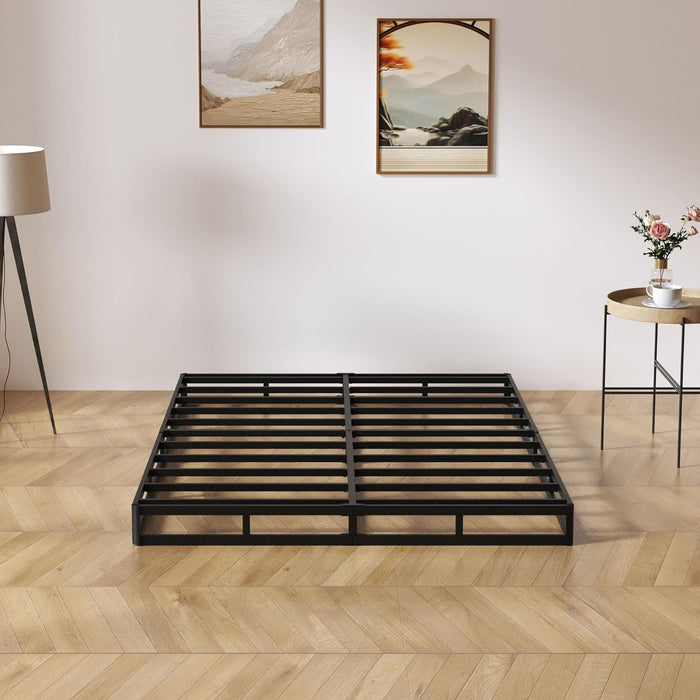 Queen Size Box Springs - 5 Inch Low Profile Mattress Foundation No Noise Heavy Duty Metal Basics Bed Base with Clean Fabric Cover, Easy Assembly