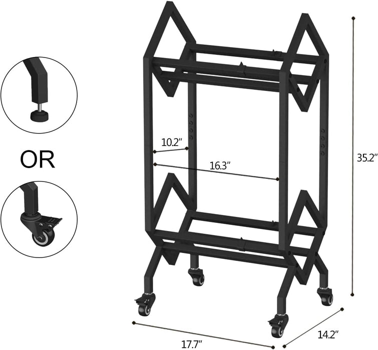 Bookshelf Book Rack Industrial Metal Bookcase 2 Tier Holder with Wheels Modern Stylish Design Magazines Files Album Recipe Book Storage Organizer for Sofa End Bed Beside