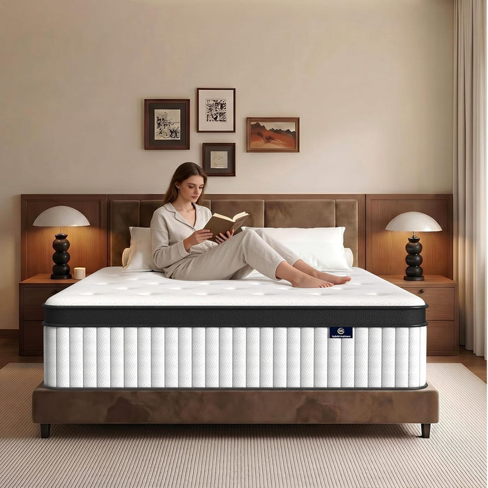 Full Mattress, 12 Inch Hybrid Mattress in a Box, Fiberglass Free