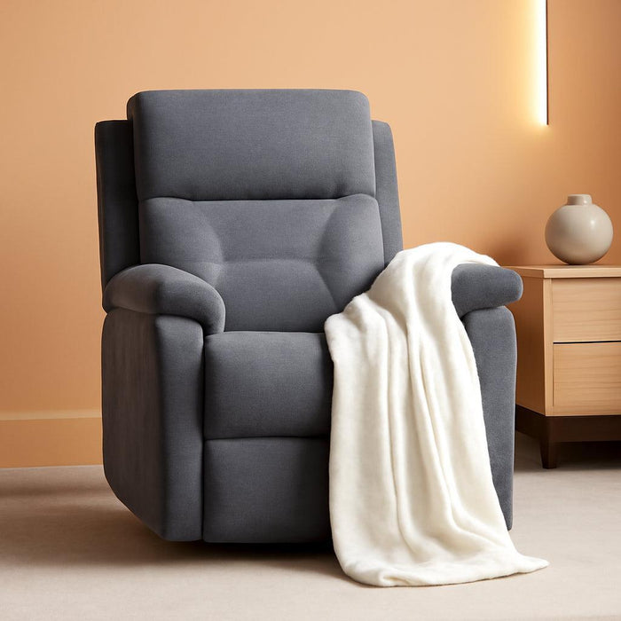 Swivel Rocker Recliner Chair with Adjustable Backrest and Footrest, Ultra-Comfy Fabric Reclining Chair, Glider Recliner with Lumbar Support & Overstuffed Arms, Chairs for Living Room (Grey)